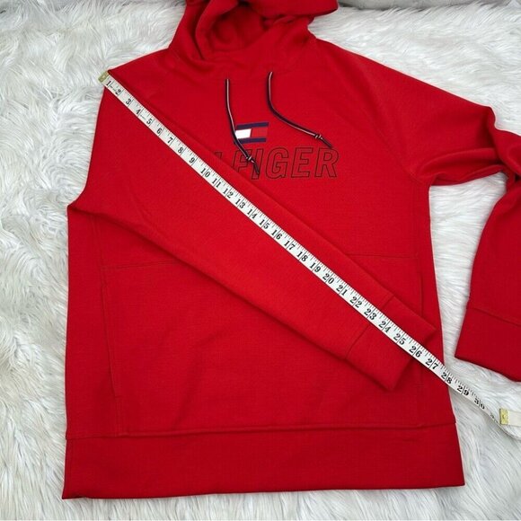 Tommy‎ Hilfiger Men’s Red Athletic Long Sleeve Y2K Hooded Sweatshirt Med/C43 - Picture 10 of 12